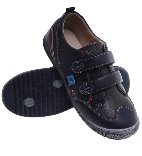 Chłopięce półbuty na rzepy Granatowe /E8-2 18125 T282/