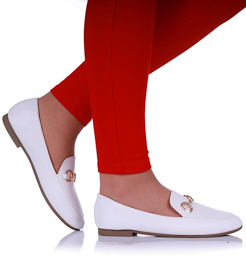 Wsuwane białe baleriny lordsy /C6-3 17198 G18-45/