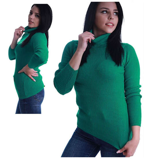 Zielony dopasowany elastyczny damski golf /H2 B2-2 UB506 U105/ Zielony dopasowany elastyczny damski golf /H2 B2-2 UB506 U105/