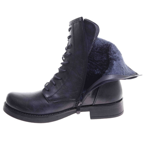 Granatowe botki ocieplane workery damskie /i5-2 h2 18400 W282/