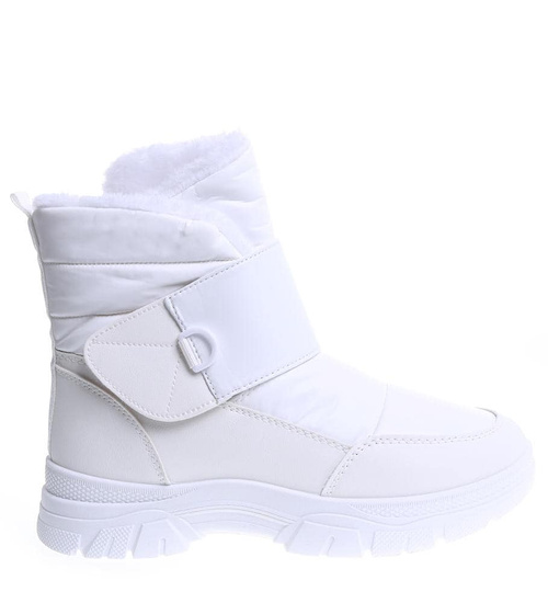 Białe śniegowce damskie na platformie z futerkiem /D7-1 15432 T436/