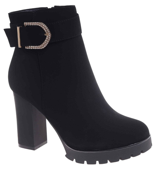 Zimowe botki na grubym obcasie i platformie /A5-3 18511 T482/