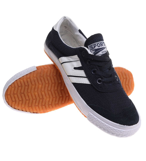 Chłopięce trampki halówki wiązane Granatowe /17972 G12-1 T9-22/