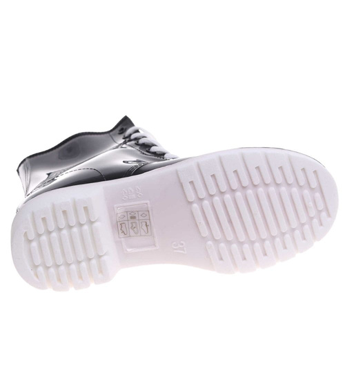 Sznurowane czarne kalosze damskie /E1-1 18071 T204/