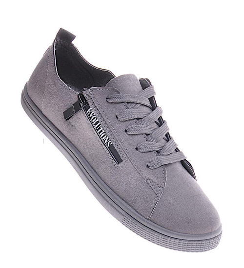Sznurowane szare tenisówki /E9-3 11661 T296/