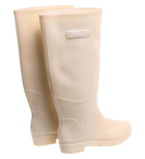 Beżowe kalosze damskie z wysoką cholewką /G5-1 18193 T4/