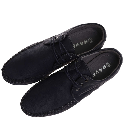 Męskie sznurowane półbuty Granatowe /A5-1 17983 T259/