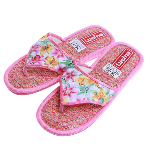 Różowe materiałowe kapcie damskie japonki /F7-1 17581 T2-5/