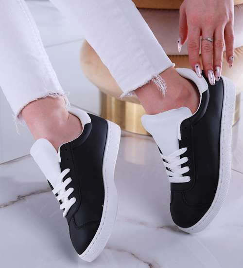 Czarne damskie trampki tenisówki /B1-2 13549 T321/ Czarne damskie trampki tenisówki /B1-2 13549 T321/