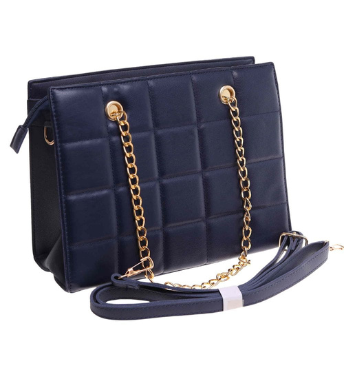 Granatowa torebka kuferek z łańcuszkiem i paskiem /H2 K27 TB675 G195/