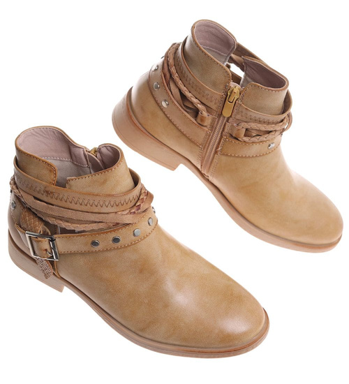 Żółte damskie botki z wyciętą cholewką /C1-3 18513 T198/