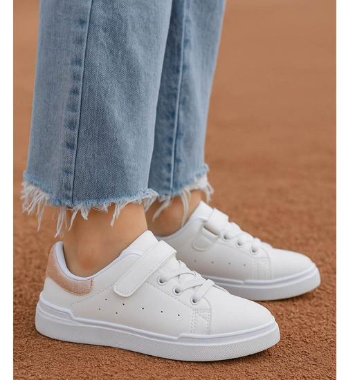 Dziecięce białe trampki na rzepy /F6-2 18116 T186/