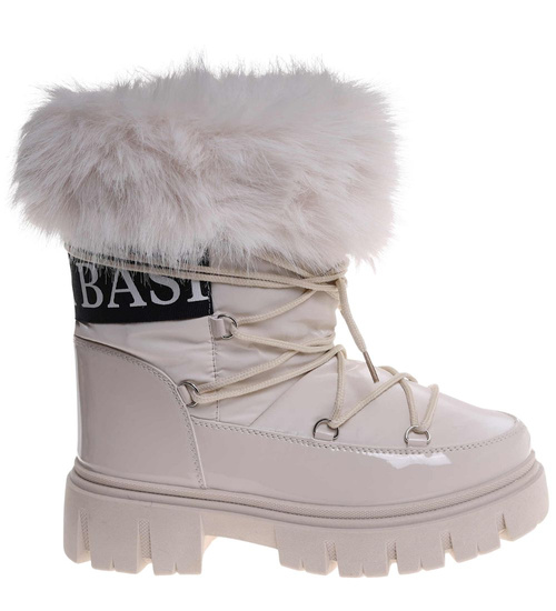 Ocieplane kozaki śniegowce eskimoski Beżowe /D9-1 18606 T388/