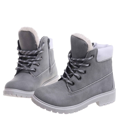 Szare dziewczęce trapery z futerkiem D5-2 18304 T295/