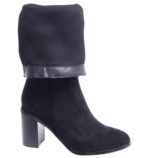 Czarne klasyczne kozaki na słupku do kolan /F2-2 18332 W582/