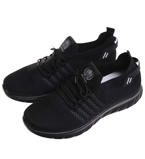 Wkładane czarne męskie buty sportowe Duże rozmiary /G8-1 17958 S374/