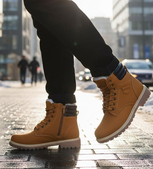 Ocieplane chłopięce camelowe buty zimowe /C2-2 18610 T364/