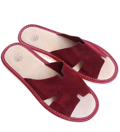 Skórzane domowe klapki kapcie fioletowe /G2-1 13380 S194/