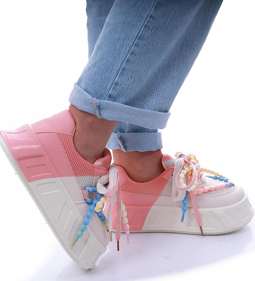 Różowo beżowe trampki Seastar na platformie /D8-2 17317 T584/