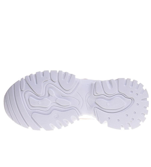 Damskie sneakersy na platformie Beżowe /E5-3 10621 S439/