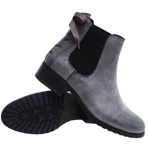 Wsuwane szare botki damskie /E3-3 18310 T300/