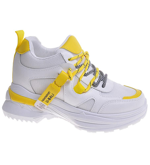 Buty sportowe damskie na koturnie /B3-3 10578 W381/