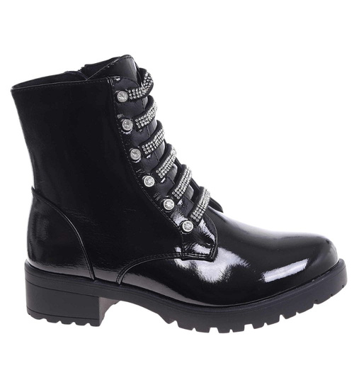 Czarne lśniące botki workery /F3-2 18386 W484/