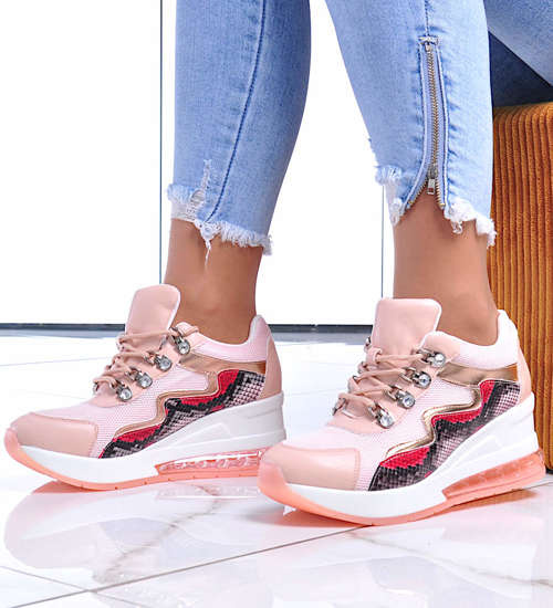 Damskie buty sportowe na platformie cieliste /F2-3 12377 S394/ Damskie buty sportowe na platformie cieliste /F2-3 12377 S394/