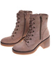 Damskie wiązane botki na obcasie Khaki /F2-1 18232 W431/