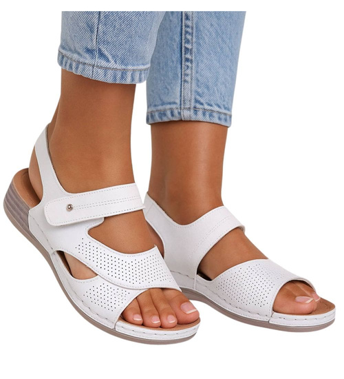 Sandały damskie białe klasyczne /G4-2 17921 W331/