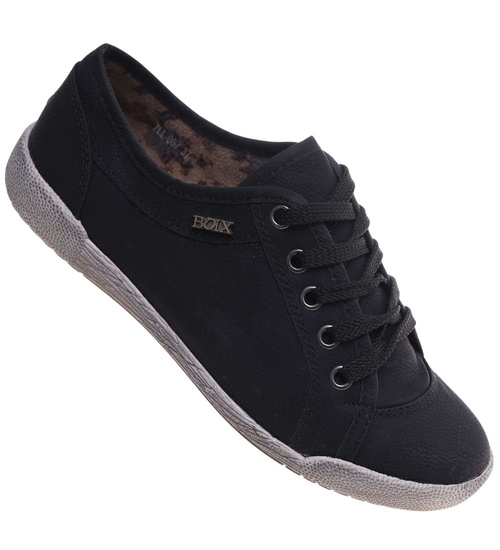 Czarne sznurowane damskie trampki /G10-3 18066 T142/