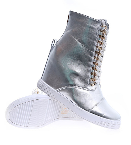 Lekko ocieplane damskie trampki sneakersy na koturnie /F2-3 18061 T238/