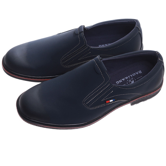 Wsuwane męskie półbuty granatowe pantofle /D8-2 14663 T496/