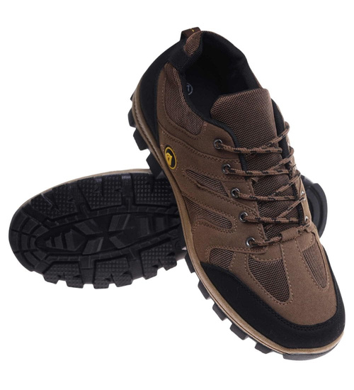 Męskie buty trekkingowe Duże rozmiary Brązowe /D3-1 18194 T435/