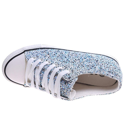 Niebieskie trampki sneakersy na niskim koturnie /i4-3 16614 T094/