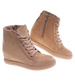 Beżowe sneakersy damskie na koturnie /E8-2 12767 T891/