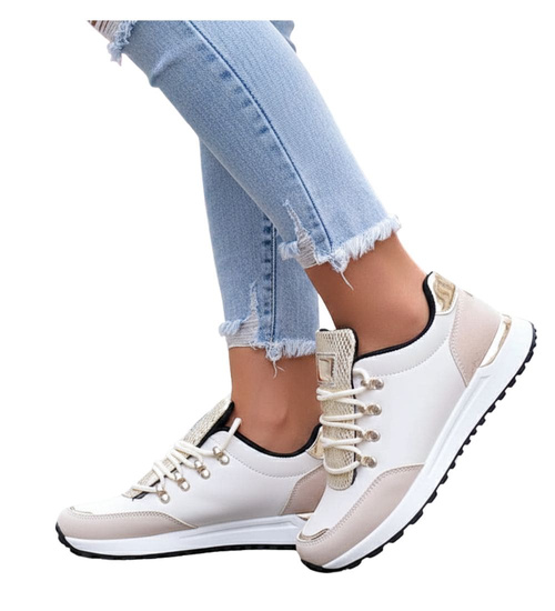 Sznurowane damskie obuwie sportowe /C3-3 12347 T697/