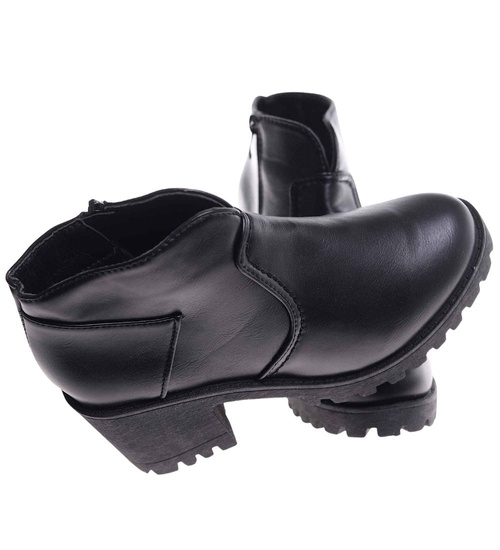 Damskie botki na obcasie w kolorze czarnym /E10-3 9881 S195 +H2/