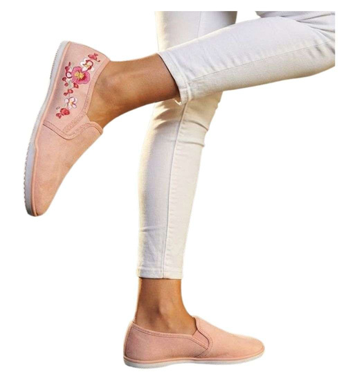 Wsuwane różowe tenisówki flower /F5-2 17875 T142/