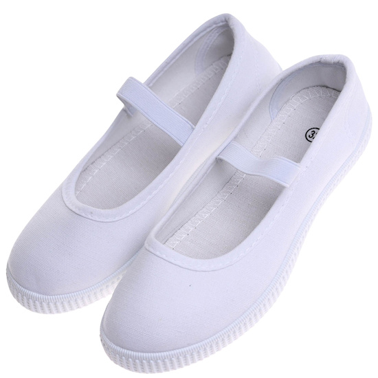Wsuwane białe dziewczęce tenisówki balerinki czeszki z paseczkiem /B2-2 17308 T125/