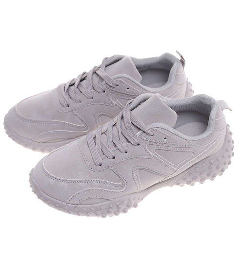 Szare sneakersy damskie sznurowane buty sportowe /D8-1 18709 T152/