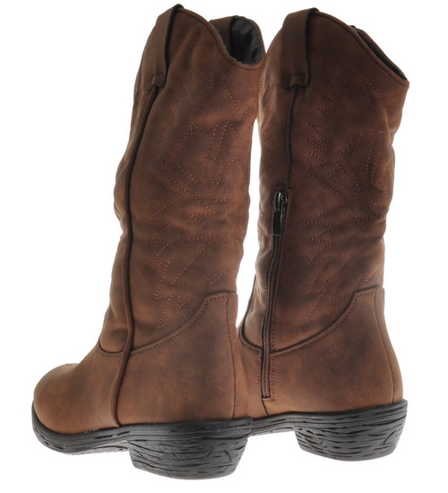 Kowbojki damskie ocieplane Brązowe /G13-2 10151 S296/