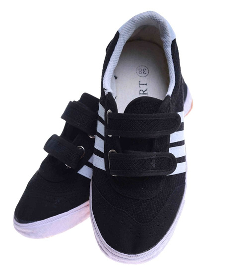 Chłopięce czarne trampki halówki na rzep /E3-1 17642 T137/