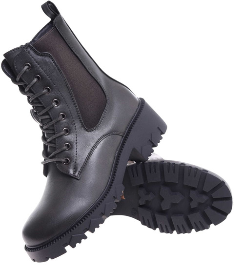 Szare trapery damskie na platformie /C1-3 18387 W381/