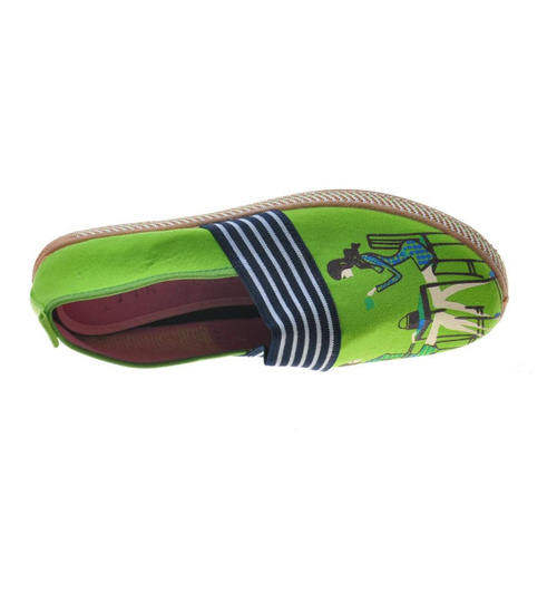 Dziecięce zielone trampki wkładane z nadrukiem /F8-2 7832 S097/