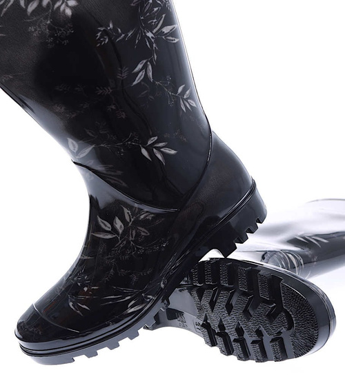Czarne kalosze damskie z długą cholewką /E2-1 15789 T338/