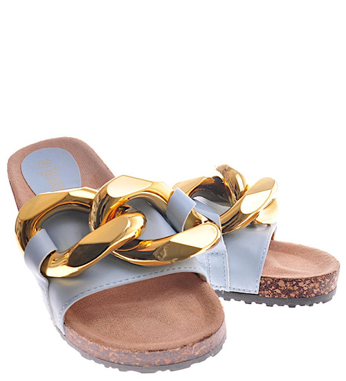 Niebieskie damskie klapki  /G12-2 12068 T296/