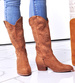 Camelowe zamszowe kozaki na słupku /E5-3 12511 T639/