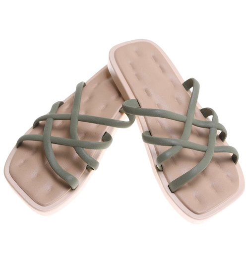 Klapki damskie plażowe wodoodporne zielone /E2-1 17801 G089/