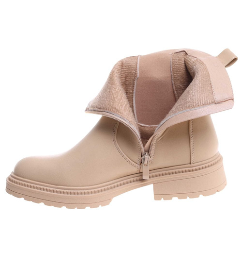 Zimowe beżowe botki damskie /B6-2 18498 T238/